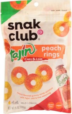 Snak Club Tajin Peach Rings Gummy Candy 142G